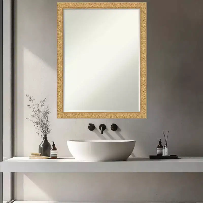 Lila Half-Inch-Bevel Wood Framed Bathroom Vanity Wall Mirror