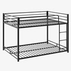 Metal Bunk Bed Full Over Full, Twin Size Bed Frame for Boys Girls, Junior, Low Profile Bunk, Space Saving Design, Mattress Not Included (Black)