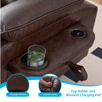 Fauteuil Inclinable Électrique avec Chaleur et Massage par Vibrations, 8 Points de Massage, Inclinaison, Rangement et Porte-gobelet