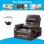 Fauteuil Inclinable Électrique avec Chaleur et Massage par Vibrations, 8 Points de Massage, Inclinaison, Rangement et Porte-gobelet