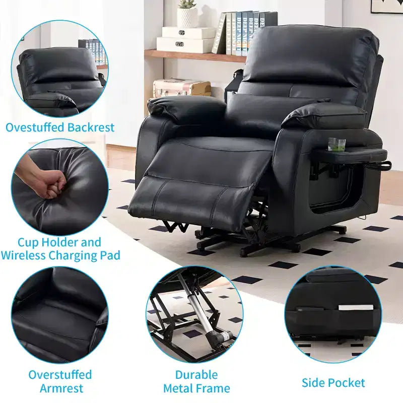 Power Lift Recliners Chair with Vibration Massage Heating,8 Points MessageRecling Degrees,Storage,Cup Holder