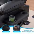 Fauteuil Inclinable Électrique avec Chaleur et Massage par Vibrations, 8 Points de Massage, Inclinaison, Rangement et Porte-gobelet