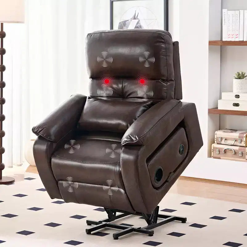 Power Lift Recliners Chair with Vibration Massage Heating,8 Points MessageRecling Degrees,Storage,Cup Holder