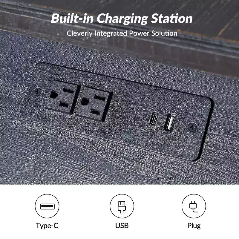 Tall End Table with Built-in Charging Outlets