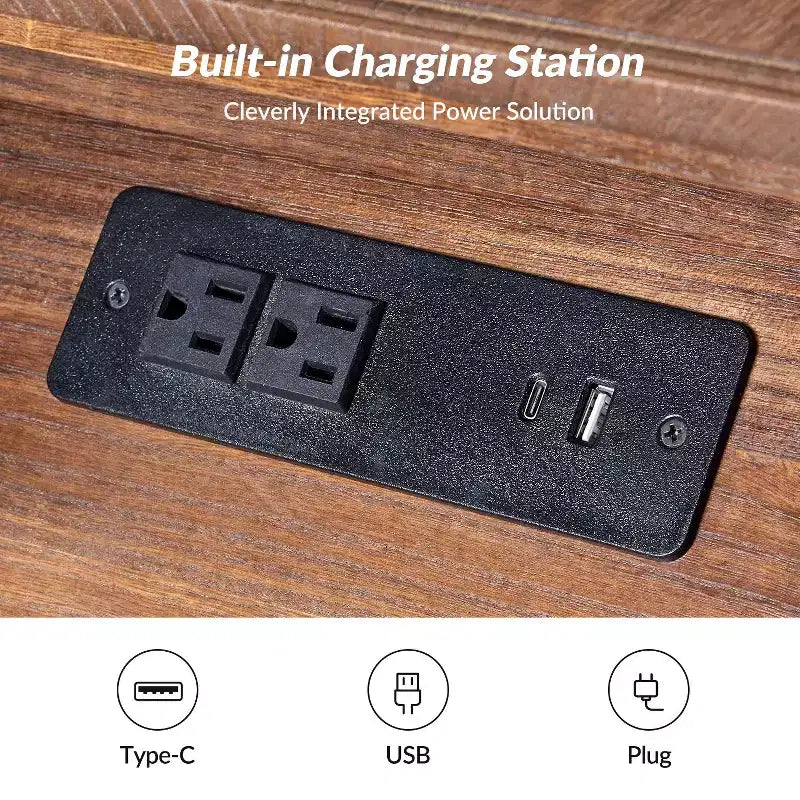 Tall End Table with Built-in Charging Outlets