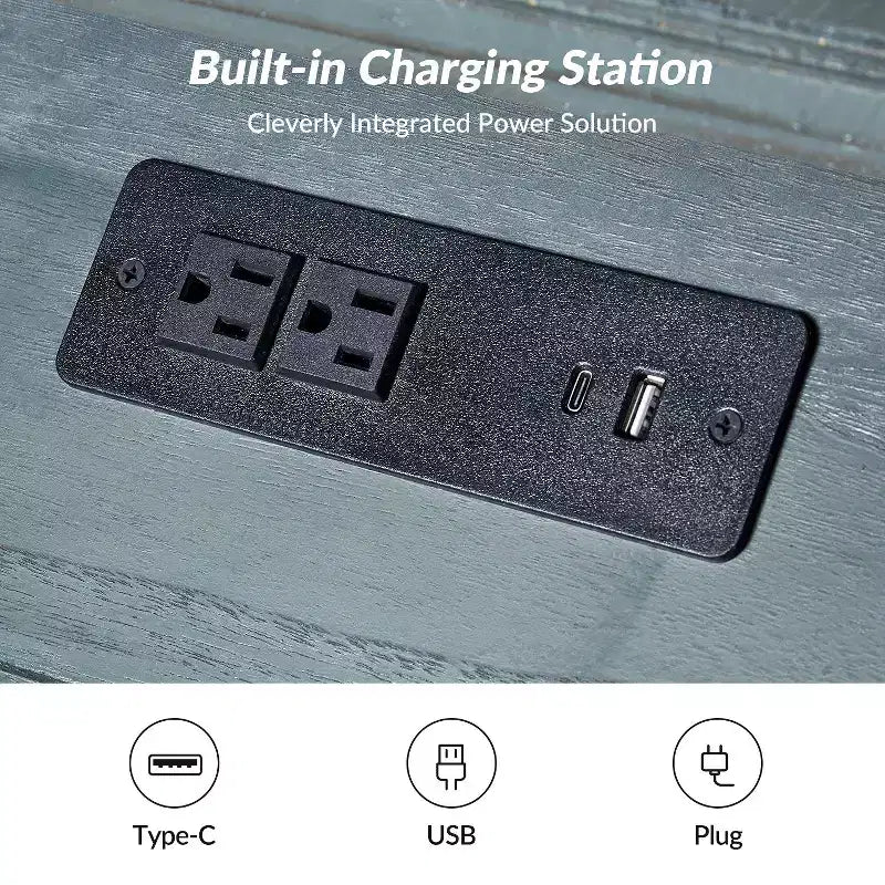 Tall End Table with Built-in Charging Outlets