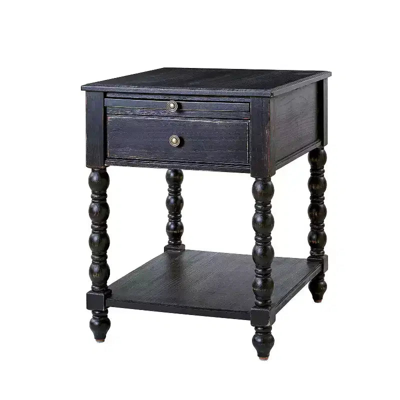 Tall End Table with Built-in Charging Outlets