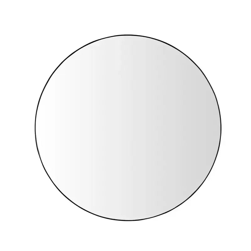 Modern Round Mirror with Narrow Aluminum Frame, Wall Mount Bathroom Mirror, Vanity Mirror for Bathroom, Living Room, Black