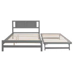 Lit plateforme double avec lit gigogne réglable simple, cadre de lit double en bois avec tête de lit pour chambre à coucher