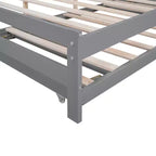 Lit plateforme double avec lit gigogne réglable simple, cadre de lit double en bois avec tête de lit pour chambre à coucher