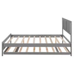 Lit plateforme double avec lit gigogne réglable simple, cadre de lit double en bois avec tête de lit pour chambre à coucher