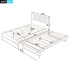 Lit plateforme double avec lit gigogne réglable simple, cadre de lit double en bois avec tête de lit pour chambre à coucher