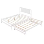 Lit plateforme double avec lit gigogne réglable simple, cadre de lit double en bois avec tête de lit pour chambre à coucher