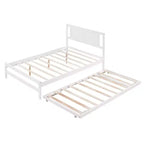 Lit plateforme double avec lit gigogne réglable simple, cadre de lit double en bois avec tête de lit pour chambre à coucher