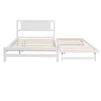 Lit plateforme double avec lit gigogne réglable simple, cadre de lit double en bois avec tête de lit pour chambre à coucher