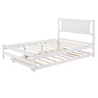 Lit plateforme double avec lit gigogne réglable simple, cadre de lit double en bois avec tête de lit pour chambre à coucher