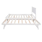Lit plateforme double avec lit gigogne réglable simple, cadre de lit double en bois avec tête de lit pour chambre à coucher