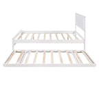Lit plateforme double avec lit gigogne réglable simple, cadre de lit double en bois avec tête de lit pour chambre à coucher