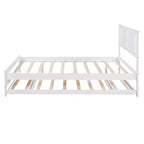 Lit plateforme double avec lit gigogne réglable simple, cadre de lit double en bois avec tête de lit pour chambre à coucher