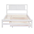 Lit plateforme double avec lit gigogne réglable simple, cadre de lit double en bois avec tête de lit pour chambre à coucher