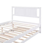 Lit plateforme double avec lit gigogne réglable simple, cadre de lit double en bois avec tête de lit pour chambre à coucher