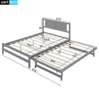 Lit plateforme double avec lit gigogne réglable simple, cadre de lit double en bois avec tête de lit pour chambre à coucher