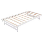 Lit plateforme double avec lit gigogne réglable simple, cadre de lit double en bois avec tête de lit pour chambre à coucher