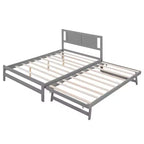 Lit plateforme double avec lit gigogne réglable simple, cadre de lit double en bois avec tête de lit pour chambre à coucher