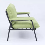 Canapé vert de 76 cm, idéal pour diverses configurations d'appartements, salons et chambres.