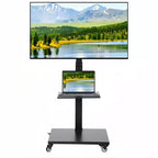 GustoWave Mobile TV Cart  Height-Adjustable Rolling Stand with Locking Casters for 32-75 inch TVs, Swivel/Tilt Base & Open Shelf