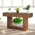 Console de ferme – Table de canapé mince marron rustique avec rangement (pour entrée/salon/foyer)