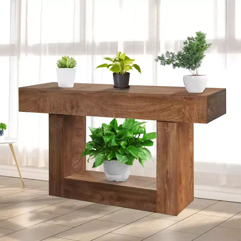 Farmhouse Console Table C Rustic Brown Slim Sofa Table with Storage (for Entryway/Living Room/Foyer)