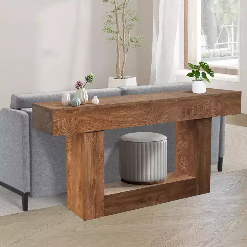 Farmhouse Console Table C Rustic Brown Slim Sofa Table with Storage (for Entryway/Living Room/Foyer)