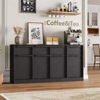 Buffet moderne avec 2 tiroirs, meuble de salle à manger/cuisine de 80 cm, plateau spacieux pour usages multiples et grand espace de rangement.