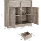Buffet moderne avec 2 tiroirs, meuble de salle à manger/cuisine de 80 cm, plateau spacieux pour usages multiples et grand espace de rangement.