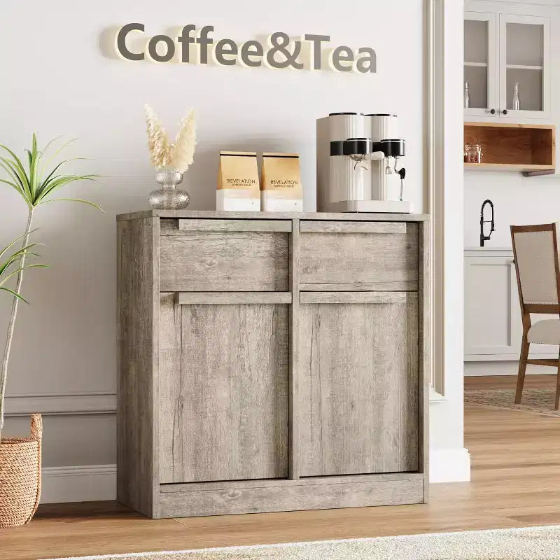 Modern Sideboard Buffet with 2 Drawers, 31.5 Inch Kitchen Dining Cabinet, Spacious Tabletop for Versatile Use and Ample Storage