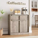 Buffet moderne avec 2 tiroirs, meuble de salle à manger/cuisine de 80 cm, plateau spacieux pour usages multiples et grand espace de rangement.