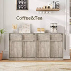 Buffet moderne avec 2 tiroirs, meuble de salle à manger/cuisine de 80 cm, plateau spacieux pour usages multiples et grand espace de rangement.