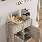 Buffet moderne avec 2 tiroirs, meuble de salle à manger/cuisine de 80 cm, plateau spacieux pour usages multiples et grand espace de rangement.