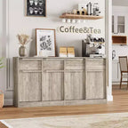 Buffet moderne avec 2 tiroirs, meuble de salle à manger/cuisine de 80 cm, plateau spacieux pour usages multiples et grand espace de rangement.