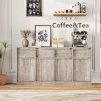 Buffet moderne avec 2 tiroirs, meuble de salle à manger/cuisine de 80 cm, plateau spacieux pour usages multiples et grand espace de rangement.
