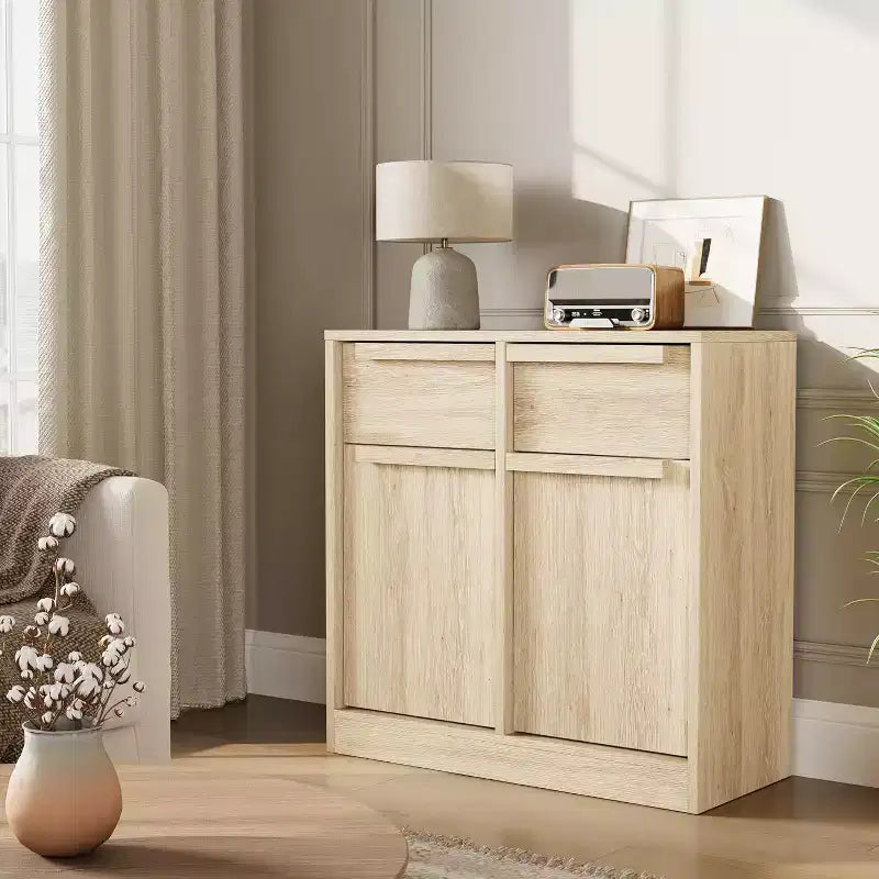 Modern Sideboard Buffet with 2 Drawers, 31.5 Inch Kitchen Dining Cabinet, Spacious Tabletop for Versatile Use and Ample Storage