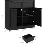 Buffet moderne avec 2 tiroirs, meuble de salle à manger/cuisine de 80 cm, plateau spacieux pour usages multiples et grand espace de rangement.