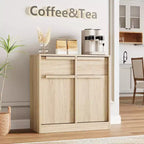 Buffet moderne avec 2 tiroirs, meuble de salle à manger/cuisine de 80 cm, plateau spacieux pour usages multiples et grand espace de rangement.