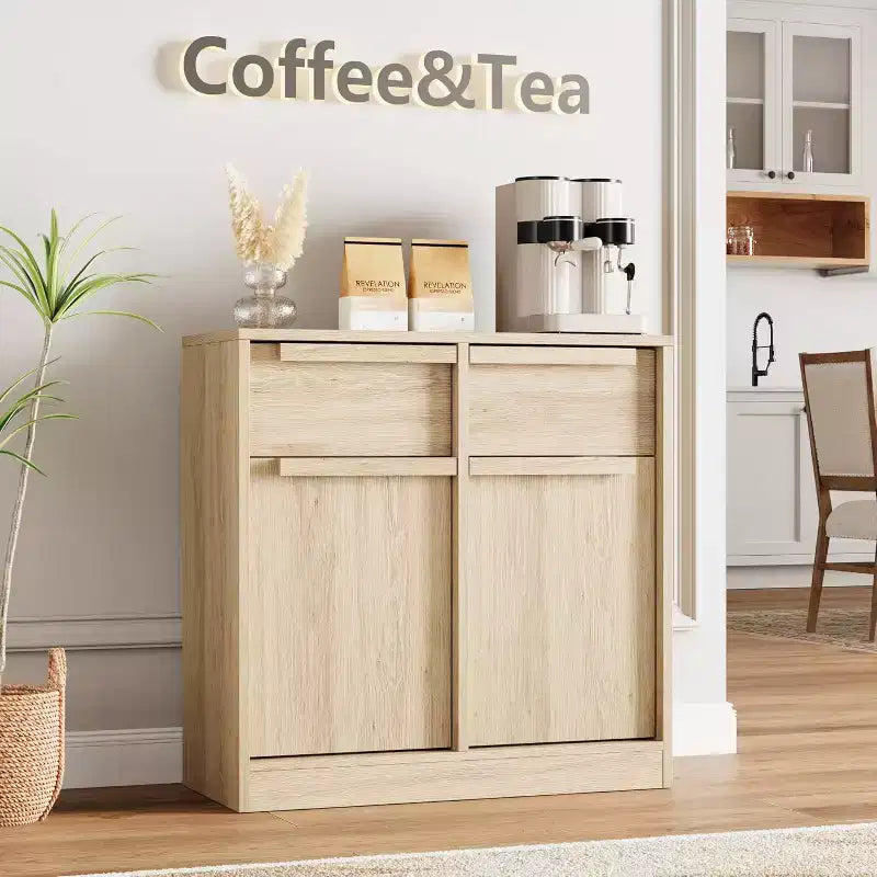 Modern Sideboard Buffet with 2 Drawers, 31.5 Inch Kitchen Dining Cabinet, Spacious Tabletop for Versatile Use and Ample Storage