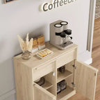 Buffet moderne avec 2 tiroirs, meuble de salle à manger/cuisine de 80 cm, plateau spacieux pour usages multiples et grand espace de rangement.