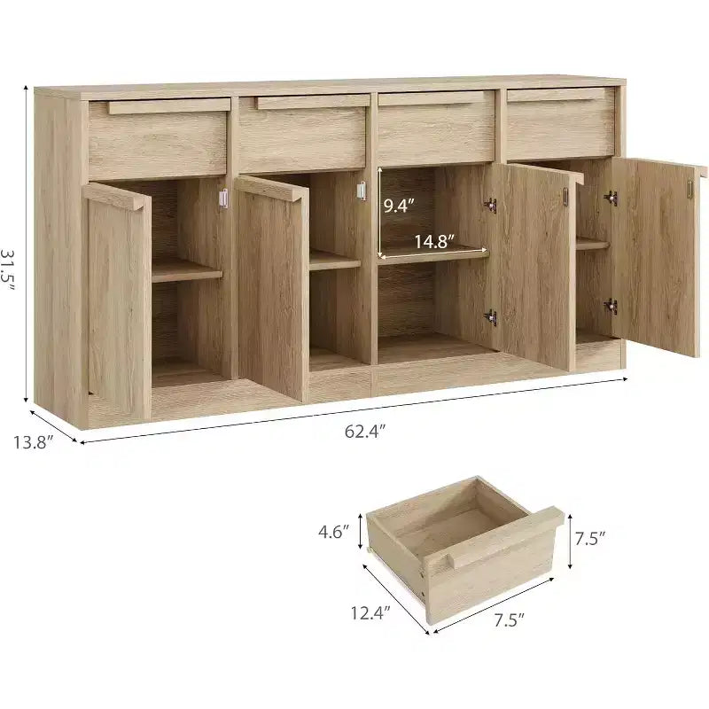 Modern Sideboard Buffet with 2 Drawers, 31.5 Inch Kitchen Dining Cabinet, Spacious Tabletop for Versatile Use and Ample Storage