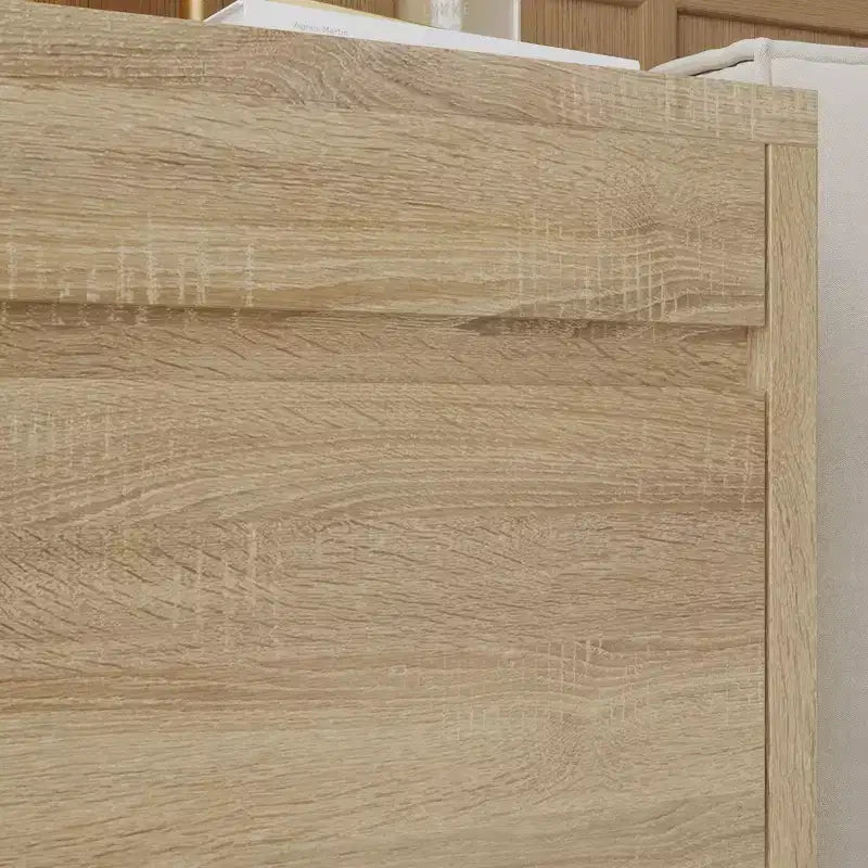 Smart Light Oak Nightstand with Hidden Drawer, Top Flip - Door with NFC Lock & Bottom Kick Drawer,Side Table for Bedroom & Living Room