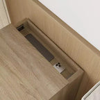 Table de chevet intelligente en chêne clair avec tiroir caché, rabat supérieur - porte avec serrure NFC et tiroir inférieur à ouverture-pression, table d'appoint pour chambre et salon