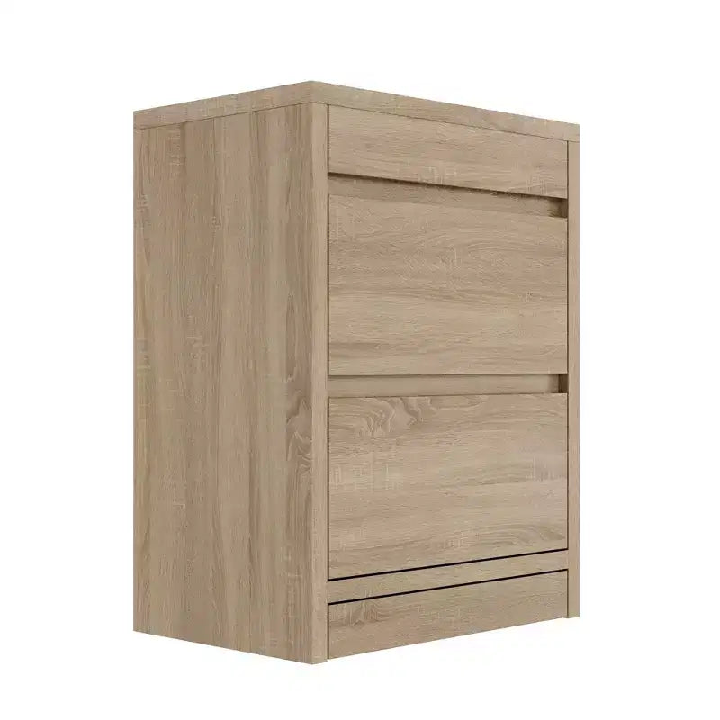 Smart Light Oak Nightstand with Hidden Drawer, Top Flip - Door with NFC Lock & Bottom Kick Drawer,Side Table for Bedroom & Living Room